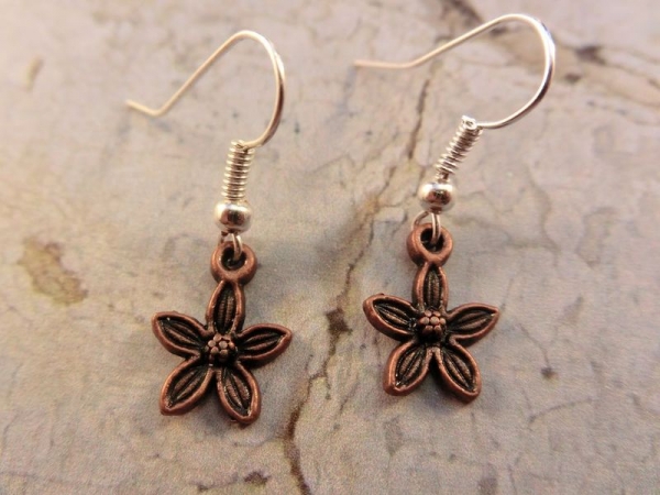 Blümchen kupferfarben Ohrringe Vintage Optik Blüte